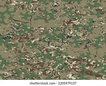 Brown Repeated Grunge Vector Camo Wallpaper. Seamless Beige Fashion Graphic Soldier Backdrop.  Dark Repeated Monochrome Graphic Military Fabric. Seamless Green Vector Army Art. 