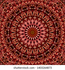 Brown repeating kaleidoscope pattern background design - abstract tribal vector mandala wallpaper illustration from triangles