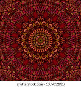 Brown repeating petal kaleidoscope mandala pattern background design - abstract symmetrical vector ornament wallpaper graphic