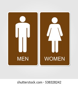 Brown restrooms sign illustration on a white background