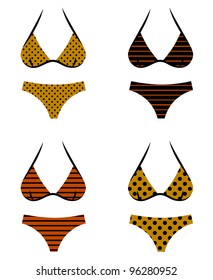 Brown retro bikini summer set isolated on white
