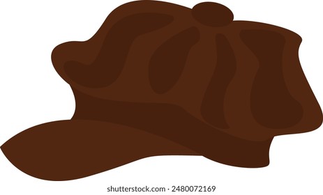 Ilustración vectorial marrón de tapa retro. Sombrero de dibujos animados aislado sobre fondo blanco.