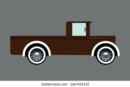 brown retro classic pick up vector illustration
