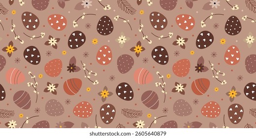 Brown retro Easter seamless background