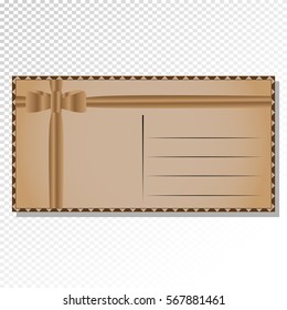 brown retro gift postcard on transparent background