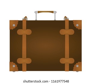 Brown retro suitcase. vector illustration