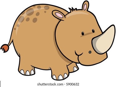Brown Rhino Vector Illustration