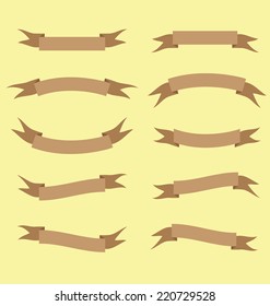 brown ribbon banner vector illustration