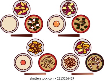 Brown rice, miso soup and potato