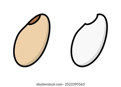 Brown Rice and White Rice Grains.