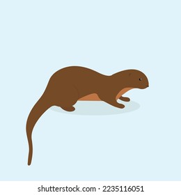 Brown river otter, side view