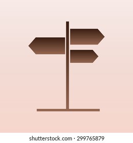 Brown road sign with different directions icon 