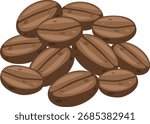 Brown Roasted Coffee Beans Pile Isolated Vector Illustration Caffeine Beverage