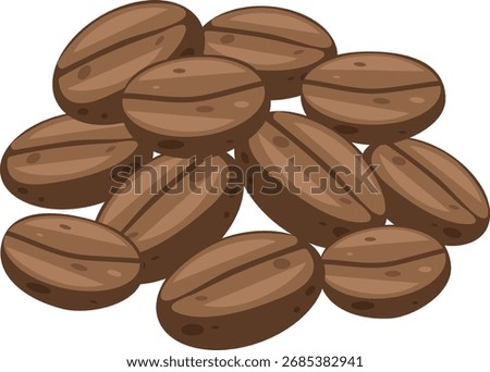 Brown Roasted Coffee Beans Pile Isolated Vector Illustration Caffeine Beverage