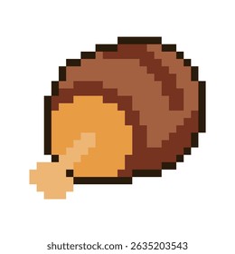 Presunto Torrado Marrom, Ícone Pixel Art, Isolado