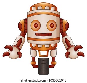 Brown robot cartoon isolated on white background