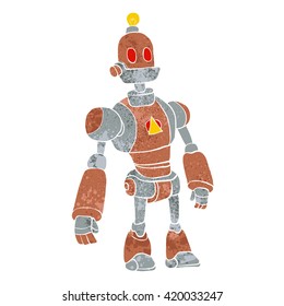 brown robot with lamp head