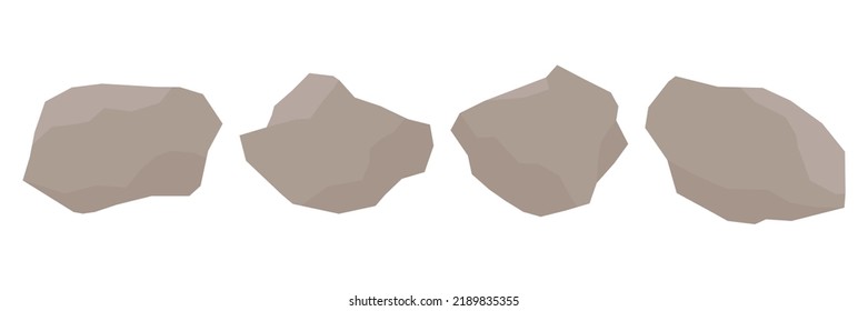 Brown rock specimen vector set. Stone samples.