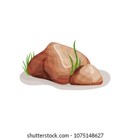 Brown rock stone, design element of natural landscape vector Illustration on a white background