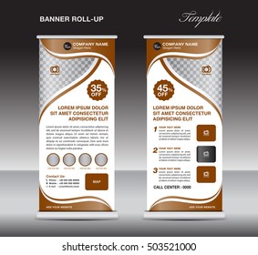 Brown Roll up banner, stand template, banner design, cosmetics banner, spa roll up, pull up, flyer design