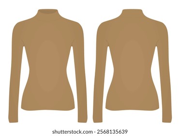 Brown  roll neck shirt. vector illustration