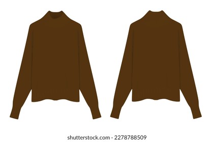 Brown  roll neck sweater. vector illustration