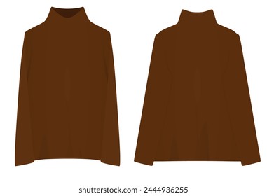 Brown  roll neck sweater. vector illustration