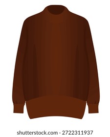Brown roll neck sweater. vector illustration