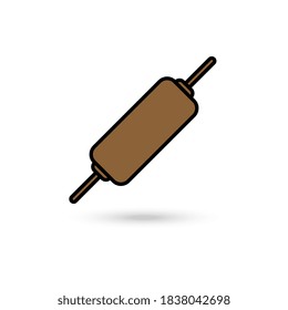 Brown Rolling pin icon. Kitchen baker roller sign.