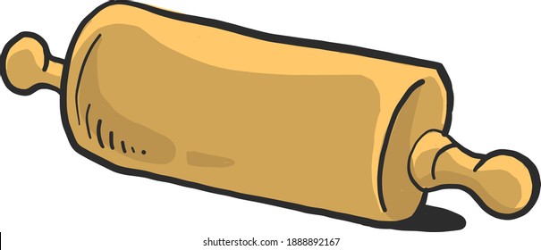 Brown rolling pin ,illustration,vector on white background