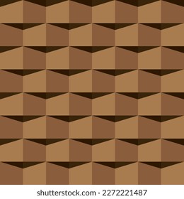 Brown roof tiles pattern. 3D like vector seamless pattern.