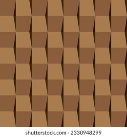 Brown roof tiles pattern. 3D like vector seamless pattern.