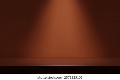 Brown Room with table surface. Product presentation template.