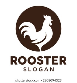 A brown rooster logo design with a slogan on a clean white background, symbolizing morning and new beginnings
