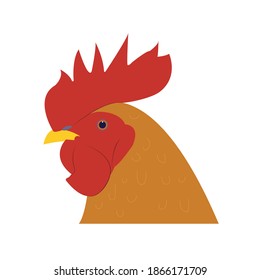 Brown rooster - Vectorial illustration flat style