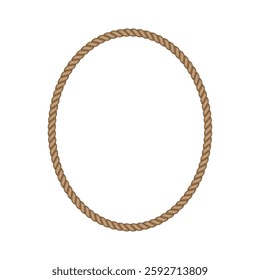 Brown rope oval frame. Blank string cord ellipse border. nautical, western, rustic vintage design element for logos, labels, and banners.