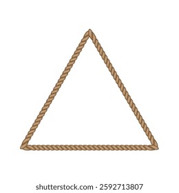 Brown rope triangle frame. Blank string cord delta shape border. nautical, western, rustic vintage design element for logos, labels, and banners.