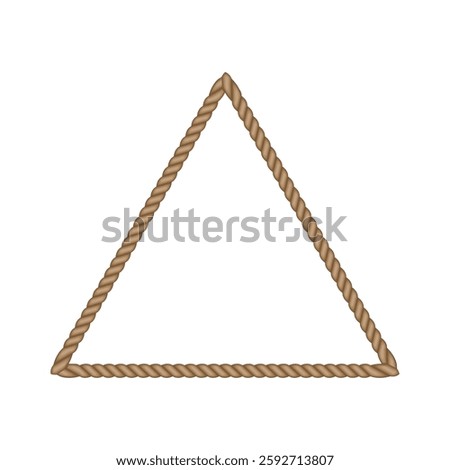 Brown rope triangle frame. Blank string cord delta shape border. nautical, western, rustic vintage design element for logos, labels, and banners.