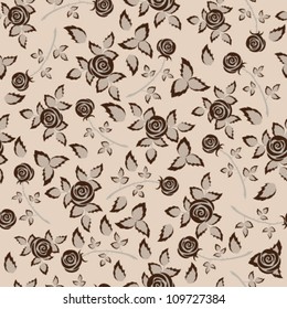 Brown rose seamless background floral pattern