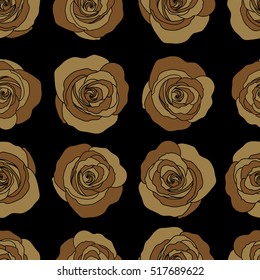 Brown roses. Trendy vector seamless Floral Pattern.