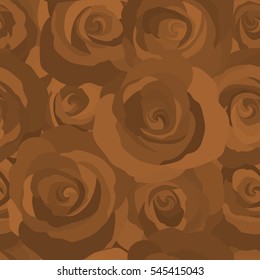 Brown roses. Trendy vector seamless Floral Pattern.