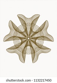 Brown rosette. Linear Illustration.