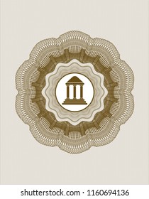 Brown rosette. Linear Illustration with bank icon inside