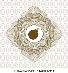 Brown rosette. Linear Illustration with bomb icon inside