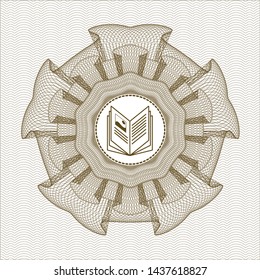 Brown rosette. Linear Illustration with book icon inside