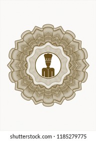 Brown rosette. Linear Illustration with chef icon inside