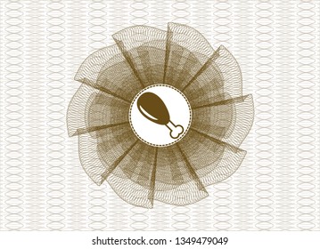 Brown rosette. Linear Illustration with chicken leg icon inside