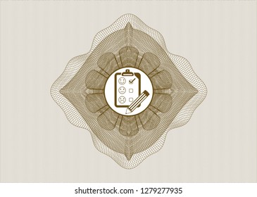 Brown rosette. Linear Illustration with customer feedback icon inside