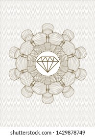 Brown rosette. Linear Illustration with diamond icon inside