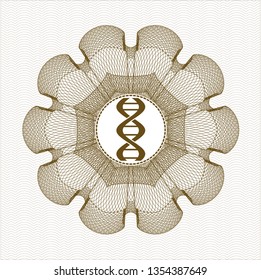 Brown rosette. Linear Illustration with dna icon inside